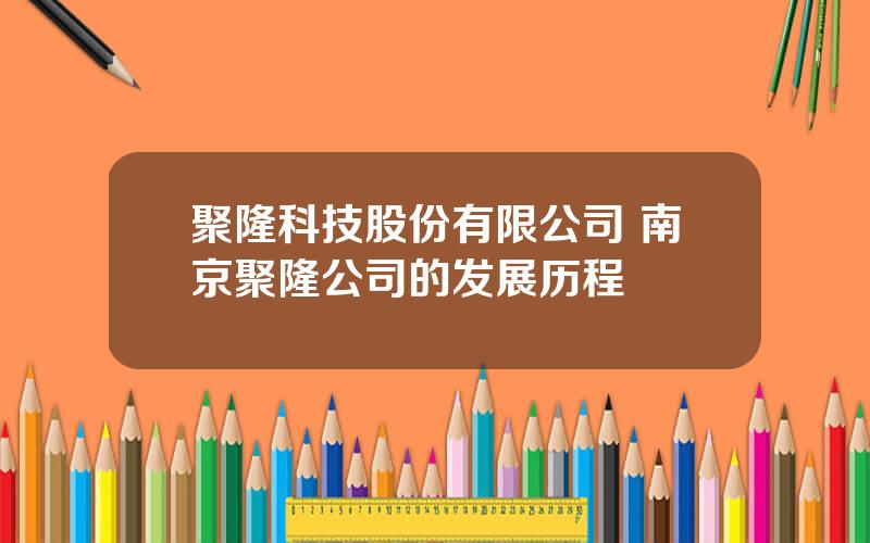 聚隆科技股份有限公司 南京聚隆公司的发展历程